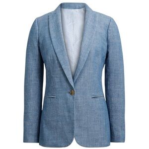 Loft Modern Chambray Blazer NWOT Size 4 Cotton Linen Blue